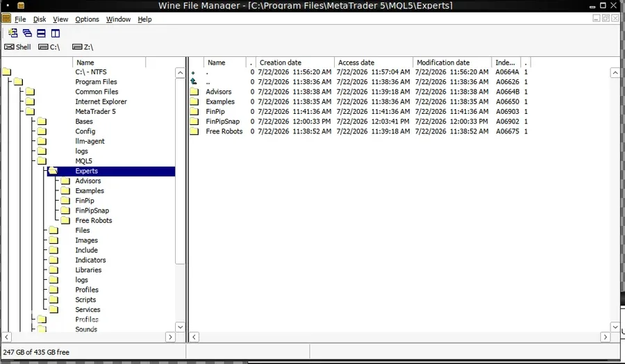 Copy the downloaded .ex5 file into that Indicators folder.